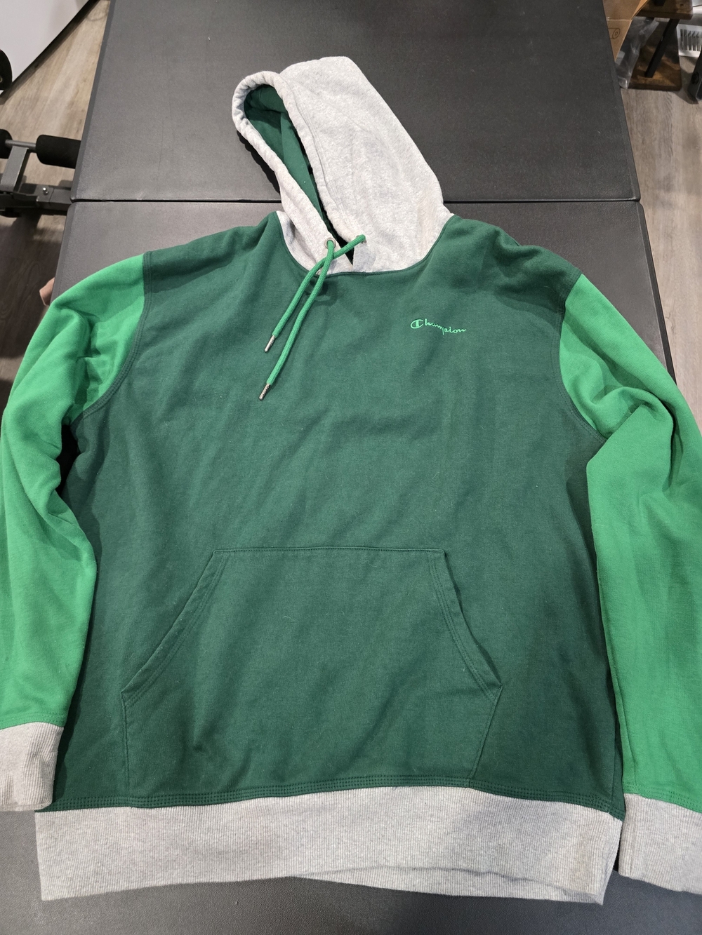 Champion Men's Green Colorblock Hoodie Sweatshirt
